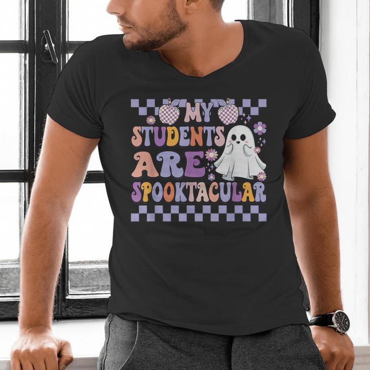 My Students Are Spooktacular Teacher Halloween Vibes Men's V-Neck T-Shirt, gift for family, gift for coworker