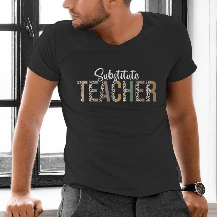 Substitute Teacher Supplies For Teachers Leopard For Men Women Men's V-Neck T-Shirt, gift for family, gift for coworker Substitute Teacher Supplies For Teachers Leopard For Men Women Men's V-Neck T-Shirt, gift for family, gift for coworker