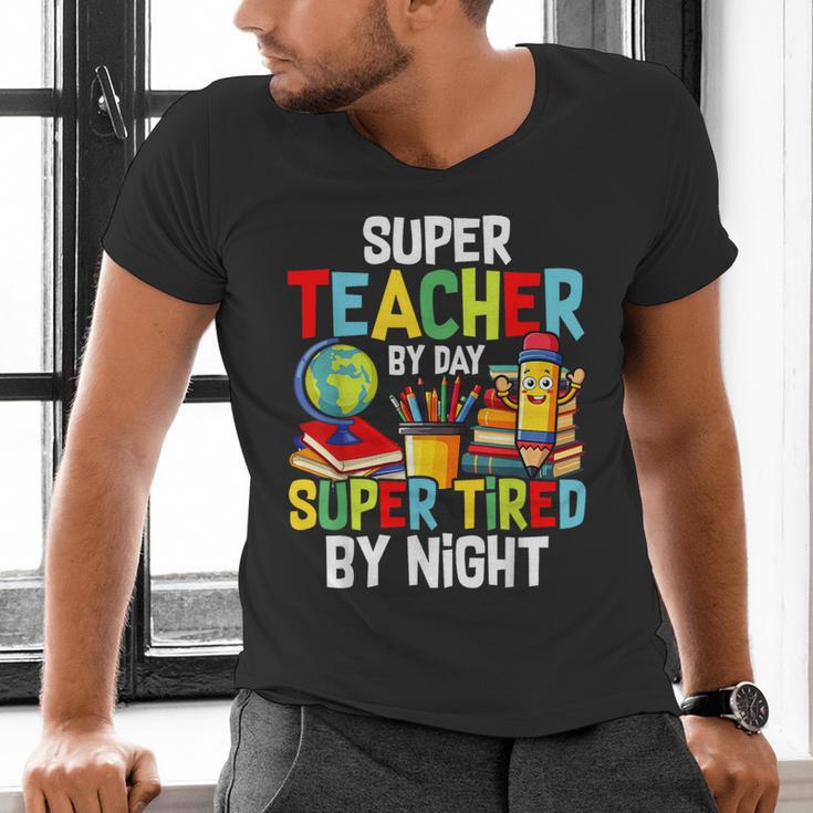 Super Teacher By Day Super Tired By Night Men's V-Neck T-Shirt, Super Teacher Shirts, gift for family, gift for coworker Super Teacher By Day Super Tired By Night Men's V-Neck T-Shirt, Super Teacher Shirts, gift for family, gift for coworker