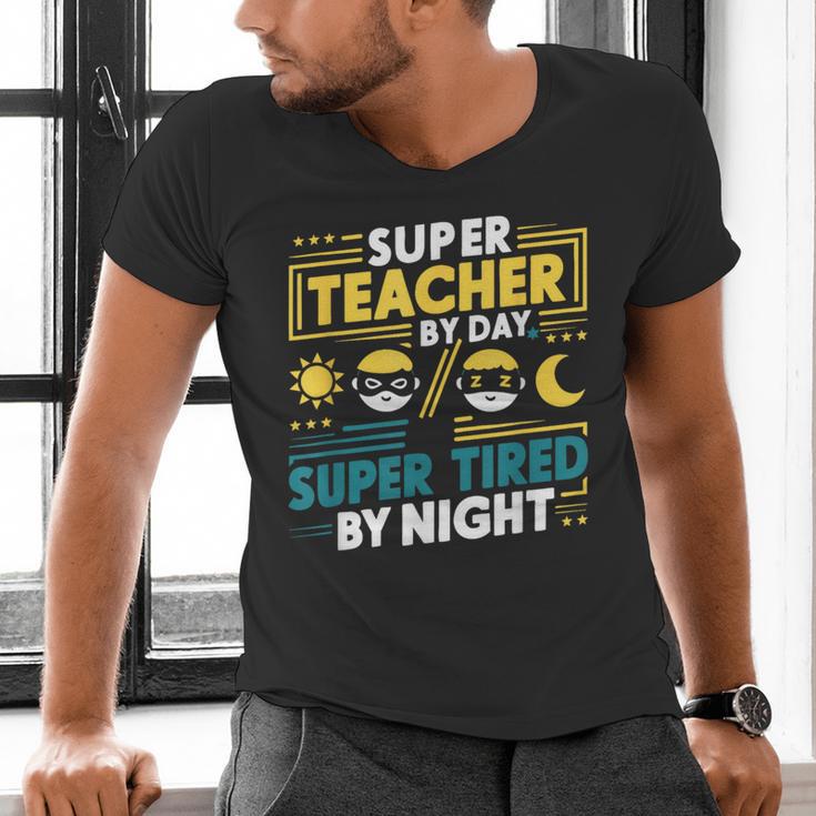 Super Teacher By Day Super Tired By Night Superheroes School Men's V-Neck T-Shirt, Super Teacher Shirts, gift for family, gift for coworker Super Teacher By Day Super Tired By Night Superheroes School Men's V-Neck T-Shirt, Super Teacher Shirts, gift for family, gift for coworker