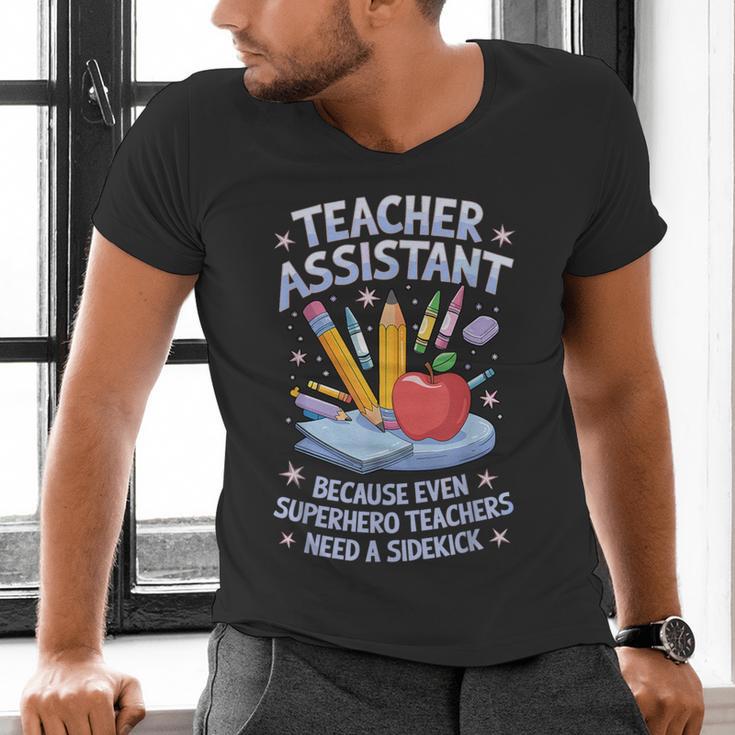 Superhero Sidekick Teaching Teach School Teacher Assistant Men's V-Neck T-Shirt, gift for family, gift for coworker Superhero Sidekick Teaching Teach School Teacher Assistant Men's V-Neck T-Shirt, gift for family, gift for coworker