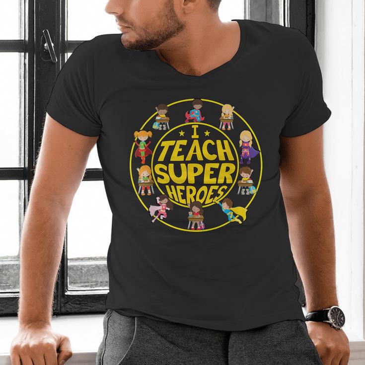 Superhero Teacher I Teach Super Heroes Men's V-Neck T-Shirt, Super Teacher Shirts, gift for family, gift for coworker