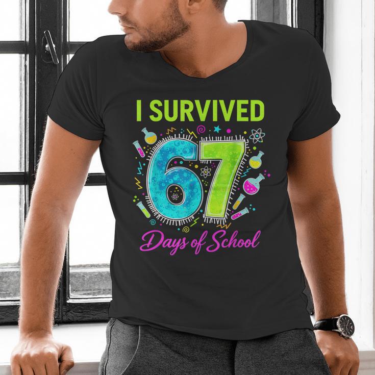 I Survived 67 Days Of School 67 Meme Science Teacher Men's V-Neck T-Shirt, Science Teacher Shirts, gift for family, gift for coworker