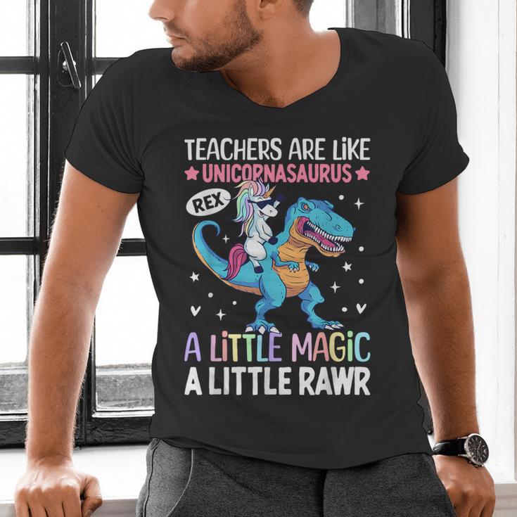 T Rex Dinosaur Unicorn Teachers Are Like Unicornasaurus Rex Men's V-Neck T-Shirt, gift for family, gift for coworker T Rex Dinosaur Unicorn Teachers Are Like Unicornasaurus Rex Men's V-Neck T-Shirt, gift for family, gift for coworker