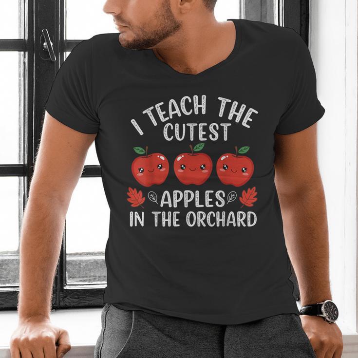 I Teach The Cutest Apples In The Orchard Cute Fall Teacher Men's V-Neck T-Shirt, gift for family, gift for coworker I Teach The Cutest Apples In The Orchard Cute Fall Teacher Men's V-Neck T-Shirt, gift for family, gift for coworker