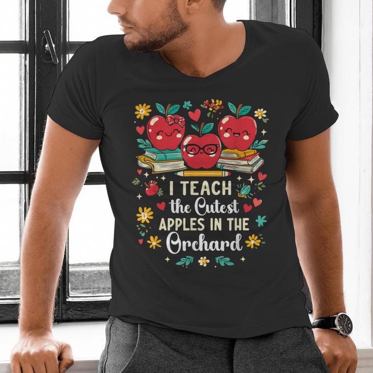 I Teach The Cutest Apples In The Orchard Cute Fall Teacher Men's V-Neck T-Shirt, gift for family, gift for coworker I Teach The Cutest Apples In The Orchard Cute Fall Teacher Men's V-Neck T-Shirt, gift for family, gift for coworker