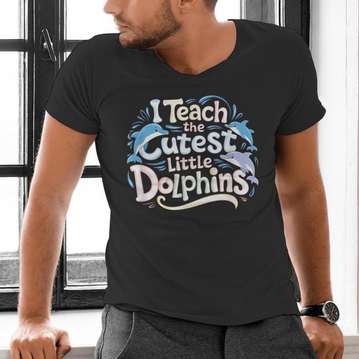 I Teach The Cutest Little Dolphins Cute Animal Teacher Men's V-Neck T-Shirt, gift for family, gift for coworker I Teach The Cutest Little Dolphins Cute Animal Teacher Men's V-Neck T-Shirt, gift for family, gift for coworker
