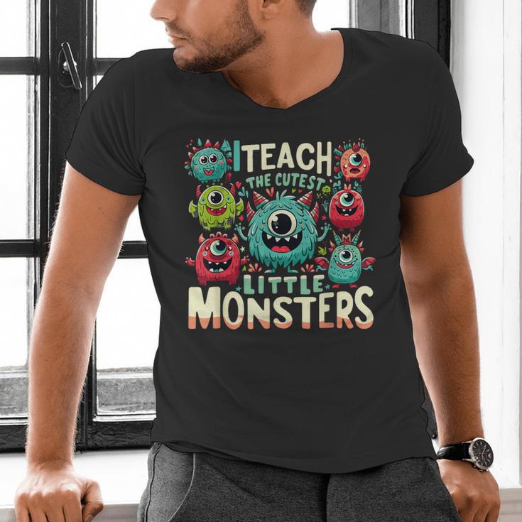 I Teach The Cutest Little Monsters Teacher Halloween Outfit Men's V-Neck T-Shirt, gift for family, gift for coworker I Teach The Cutest Little Monsters Teacher Halloween Outfit Men's V-Neck T-Shirt, gift for family, gift for coworker