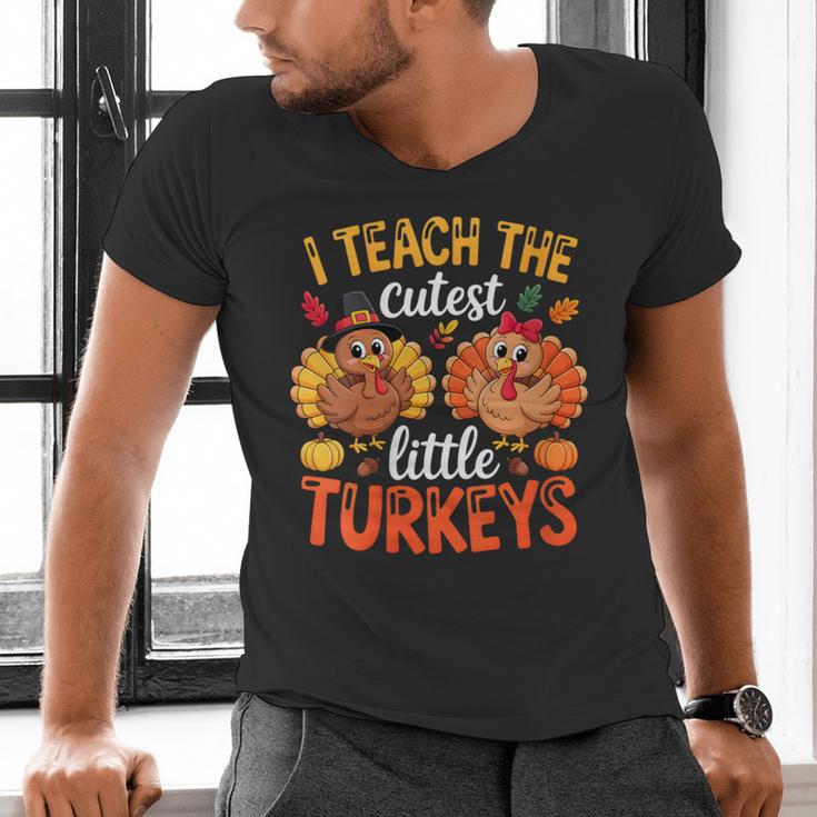 I Teach The Cutest Little Turkeys Teacher Thanksgiving Men's V-Neck T-Shirt, gift for family, gift for coworker I Teach The Cutest Little Turkeys Teacher Thanksgiving Men's V-Neck T-Shirt, gift for family, gift for coworker