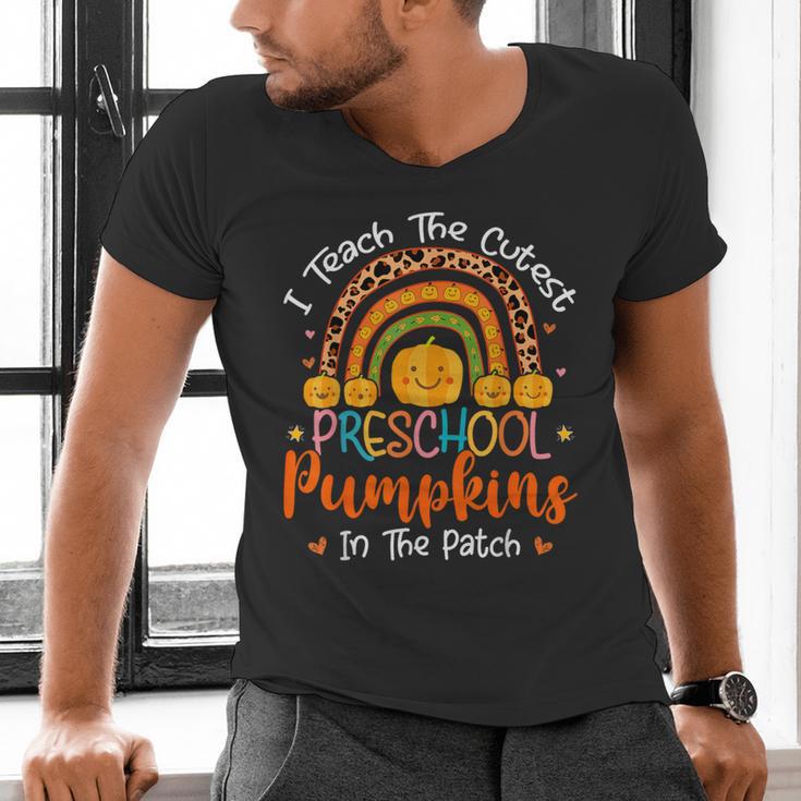I Teach The Cutest Preschool Pumpkin Teacher Halloween For Men Women Kids Men's V-Neck T-Shirt, gift for family, gift for coworker