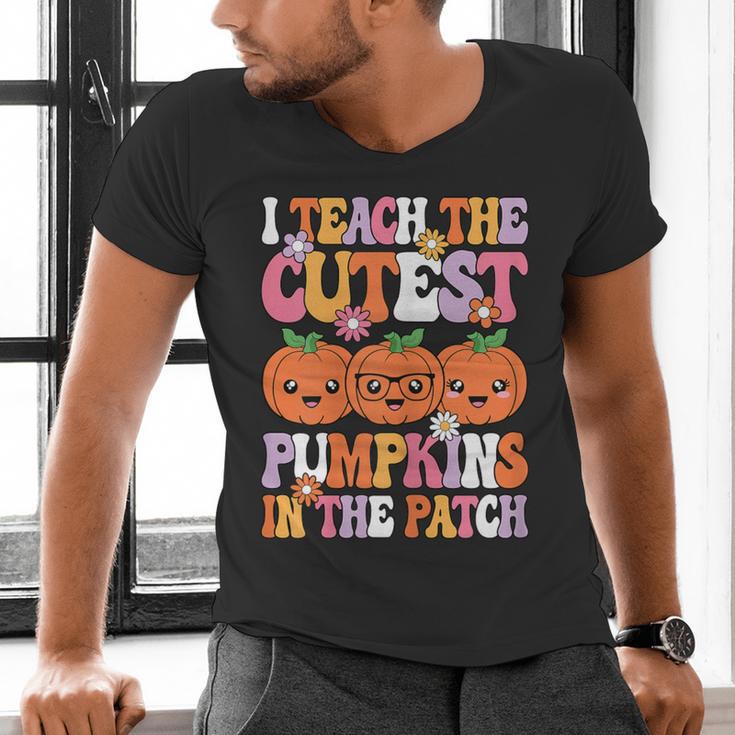 I Teach The Cutest Pumpkins Halloween Fall Teacher Women Men's V-Neck T-Shirt, gift for family, gift for coworker
