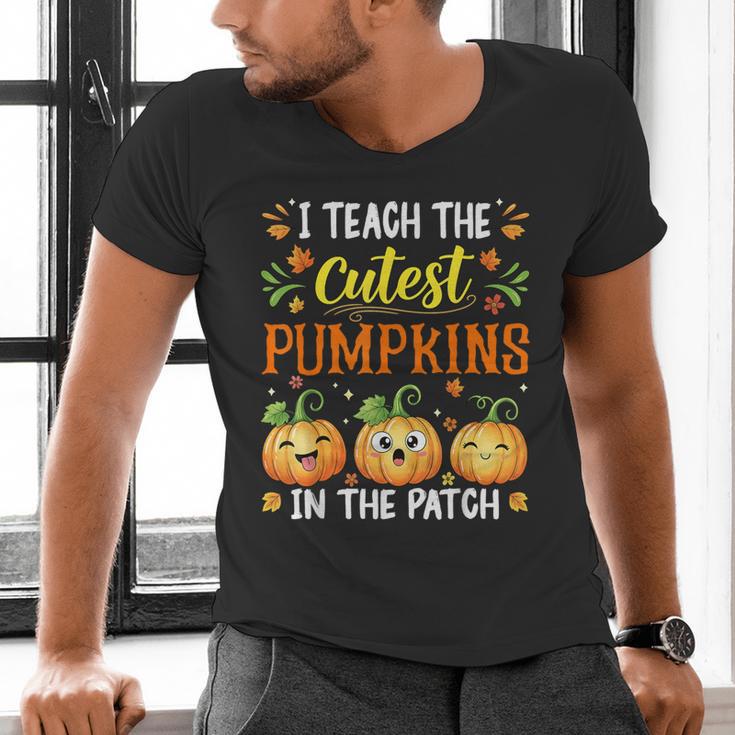 I Teach The Cutest Pumpkins Halloween Teacher Men's V-Neck T-Shirt, gift for family, gift for coworker