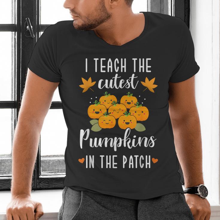 I Teach The Cutest Pumpkins In The Patch Halloween Teacher Men's V-Neck T-Shirt, gift for family, gift for coworker