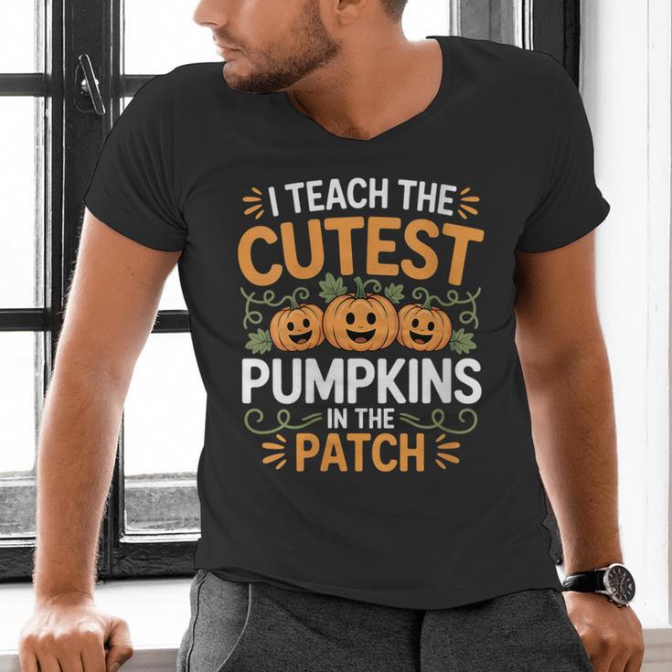 I Teach The Cutest Pumpkins In The Patch Halloween Teacher Men's V-Neck T-Shirt, gift for family, gift for coworker