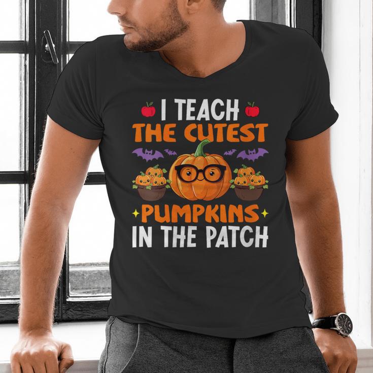 I Teach The Cutest Pumpkins In The Patch Halloween Teacher Men's V-Neck T-Shirt, gift for family, gift for coworker