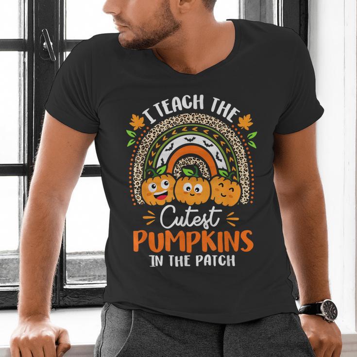 I Teach The Cutest Pumpkins In The Patch Teacher Halloween Men's V-Neck T-Shirt, gift for family, gift for coworker