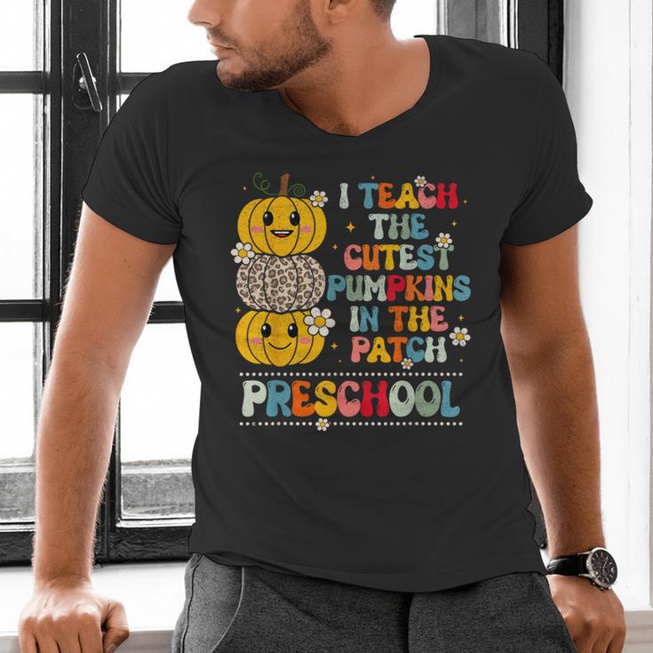 I Teach The Cutest Pumpkins Preschool Teacher Halloween Men's V-Neck T-Shirt, gift for family, gift for coworker