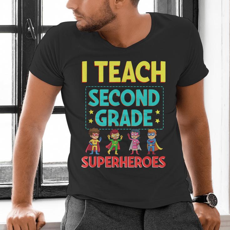 I Teach Second Grade Superheroes Teacher Superhero Men's V-Neck T-Shirt, gift for family, gift for coworker I Teach Second Grade Superheroes Teacher Superhero Men's V-Neck T-Shirt, gift for family, gift for coworker