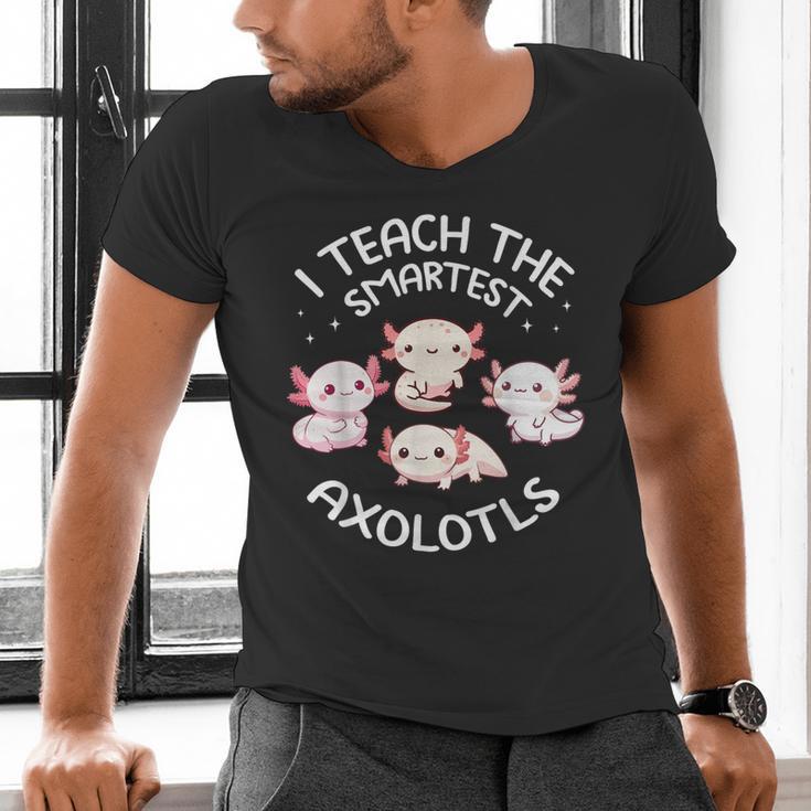 I Teach The Smartest Axolotls Cute Teacher Axolotl Men's V-Neck T-Shirt, gift for family, gift for coworker I Teach The Smartest Axolotls Cute Teacher Axolotl Men's V-Neck T-Shirt, gift for family, gift for coworker