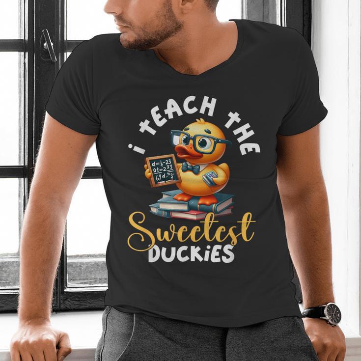 I Teach The Sweetest Duckies Teacher Rubber Duck Teaching Men's V-Neck T-Shirt, gift for family, gift for coworker I Teach The Sweetest Duckies Teacher Rubber Duck Teaching Men's V-Neck T-Shirt, gift for family, gift for coworker
