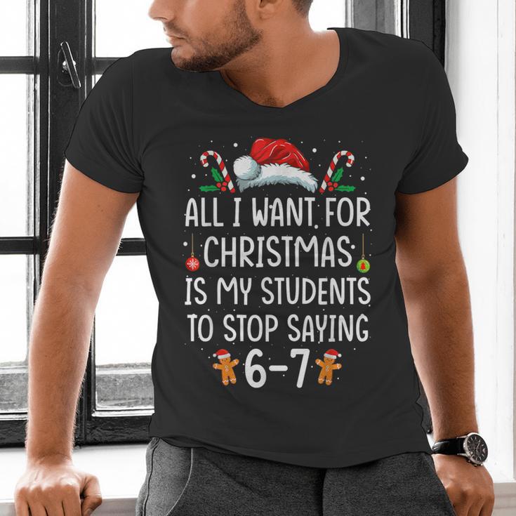 Teacher 67 Christmas Six Seven 6-7 For Men Women Humor Men's V-Neck T-Shirt, gift for family, gift for coworker Teacher 67 Christmas Six Seven 6-7 For Men Women Humor Men's V-Neck T-Shirt, gift for family, gift for coworker