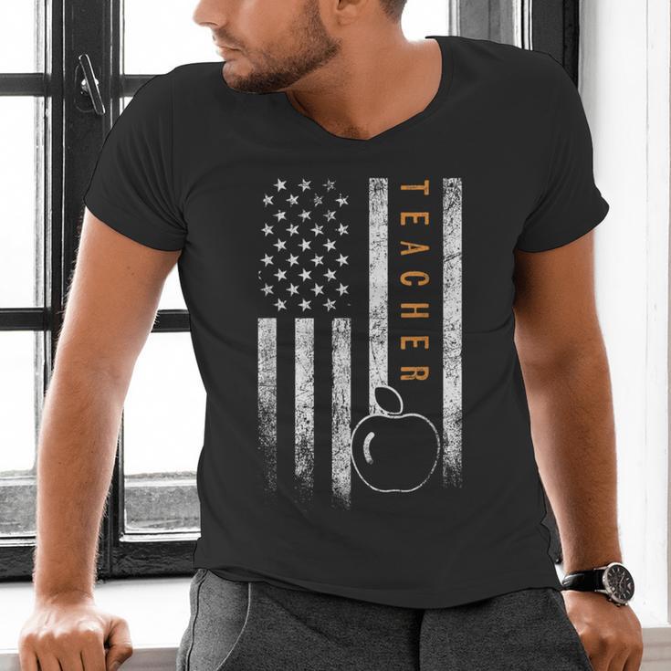 Teacher American Flag Teacher's Day Teaching Men's V-Neck T-Shirt, gift for family, gift for coworker