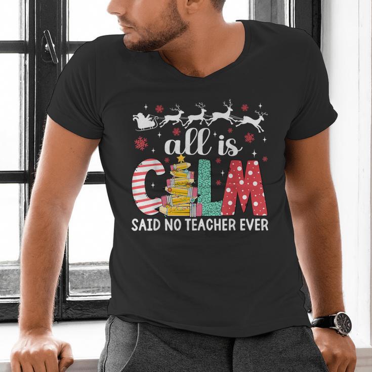 Teacher All Calm Said No Teacher Christmas Pencil Tree Men's V-Neck T-Shirt, gift for family, gift for coworker