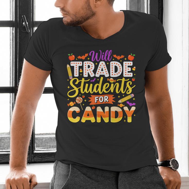 Teacher Cute Will Trade Students For Candy Halloween Costume Men's V-Neck T-Shirt, gift for family, gift for coworker
