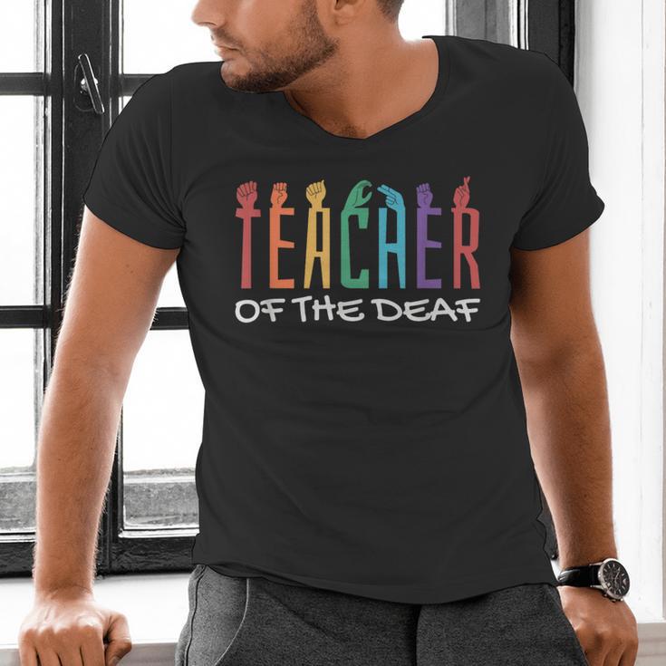 Teacher Of The Deaf ASL Teacher & Deaf Awareness Men's V-Neck T-Shirt, gift for family, gift for coworker Teacher Of The Deaf ASL Teacher & Deaf Awareness Men's V-Neck T-Shirt, gift for family, gift for coworker