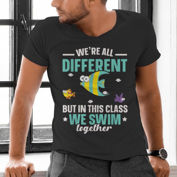 Teacher We All Different But In This Class We Swim Together Men's V-Neck T-Shirt, gift for family, gift for coworker Teacher We All Different But In This Class We Swim Together Men's V-Neck T-Shirt, gift for family, gift for coworker