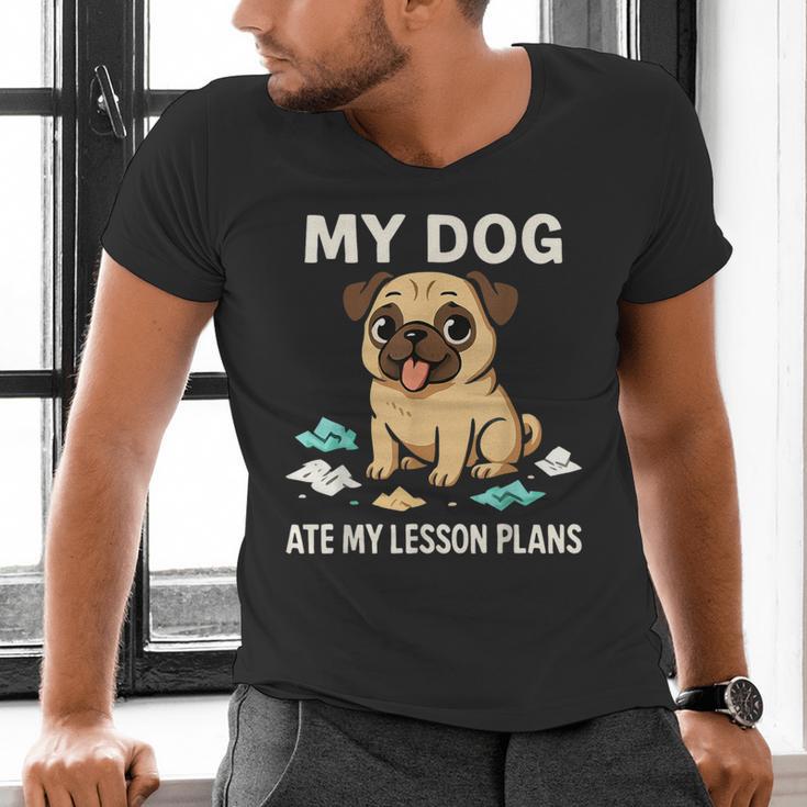 Teacher My Dog Ate My Lesson Plans School Staff Men's V-Neck T-Shirt, gift for family, gift for coworker