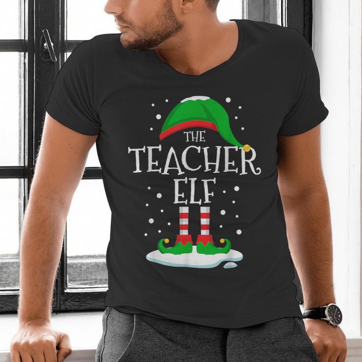 The Teacher Elf Christmas Family Matching Xmas Group For Men Women Men's V-Neck T-Shirt, gift for family, gift for coworker