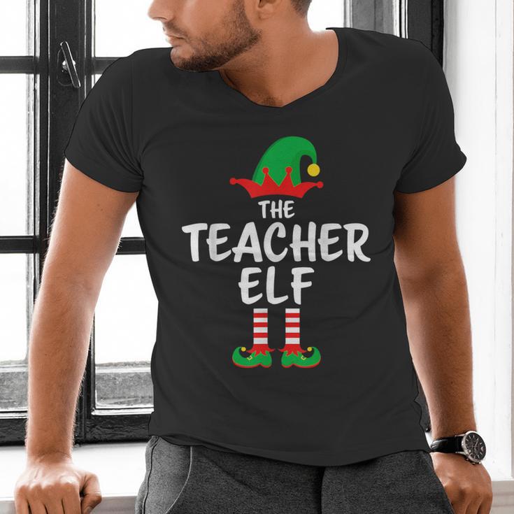 The Teacher Elf Matching Family Christmas Men's V-Neck T-Shirt, gift for family, gift for coworker