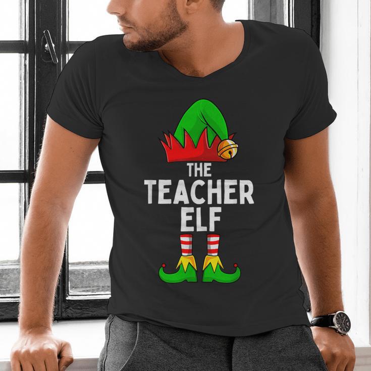 Teacher Elf Matching Family Christmas Women Men Men's V-Neck T-Shirt, gift for family, gift for coworker