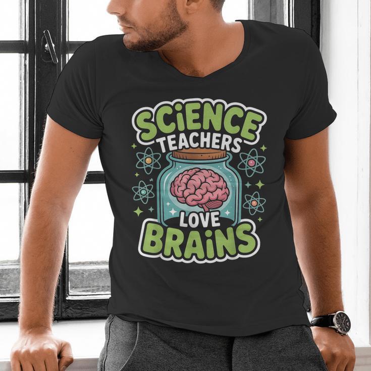 Teacher Halloween Costume Science Teachers Love Brains Men's V-Neck T-Shirt, Science Teacher Shirts, gift for family, gift for coworker
