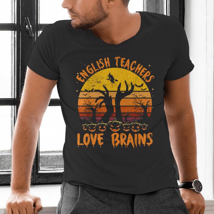 Teacher Halloween All English Teachers Love Brains Men's V-Neck T-Shirt, English Teacher Shirts, gift for family, gift for coworker Teacher Halloween All English Teachers Love Brains Men's V-Neck T-Shirt, English Teacher Shirts, gift for family, gift for coworker