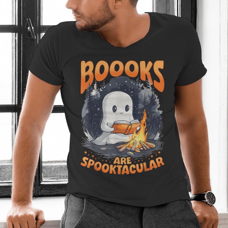 Teacher Halloween Ghost Reading Book Animal Boooks Are Men's V-Neck T-Shirt, gift for family, gift for coworker