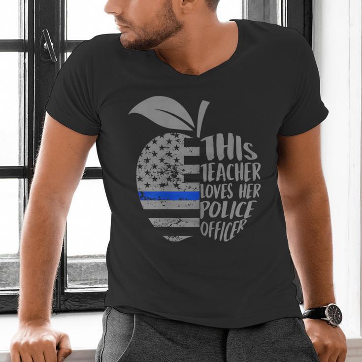 This Teacher Loves Her Police Officer Wife Saying Men's V-Neck T-Shirt, gift for family, gift for coworker