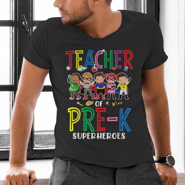 Teacher Of Pre K Superheroes Teacher New School Year Men Women Men's V-Neck T-Shirt, gift for family, gift for coworker Teacher Of Pre K Superheroes Teacher New School Year Men Women Men's V-Neck T-Shirt, gift for family, gift for coworker
