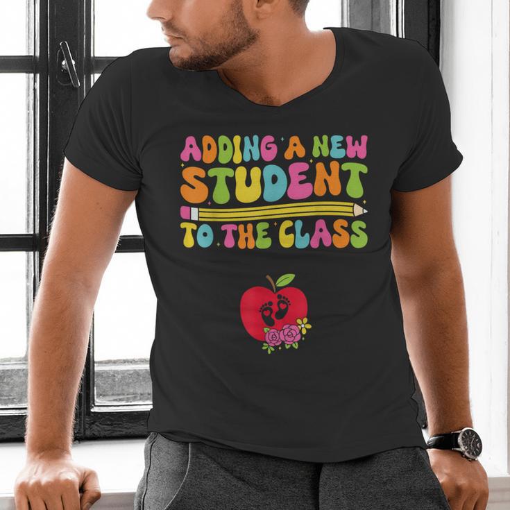 Teacher Pregnancy Announcement Clothing Expecting Teacher X-Small Men's V-Neck T-Shirt, gift for family, gift for coworker