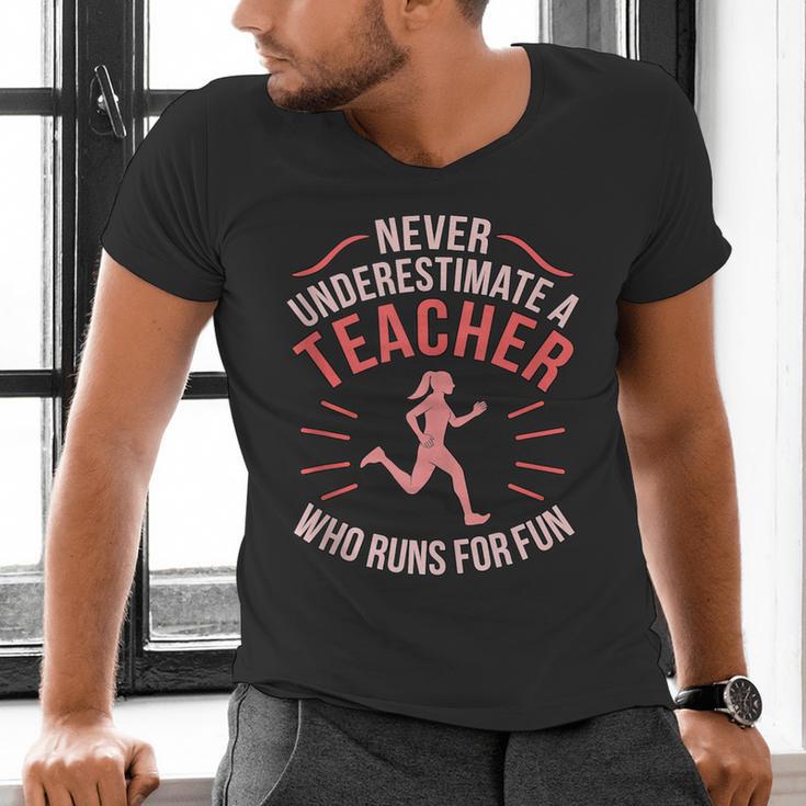 Teacher Who Runs Half Marathon Runner Running Lover Graphic Men's V-Neck T-Shirt, gift for family, gift for coworker Teacher Who Runs Half Marathon Runner Running Lover Graphic Men's V-Neck T-Shirt, gift for family, gift for coworker