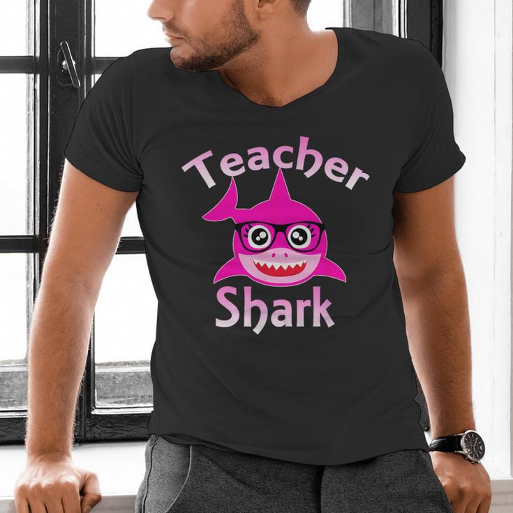Teacher Shark Female Teacher Men's V-Neck T-Shirt, gift for family, gift for coworker