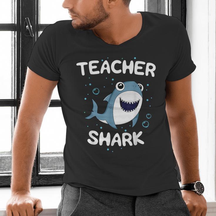 Teacher Shark Teaching Back To School Kindergarten Men's V-Neck T-Shirt, gift for family, gift for coworker
