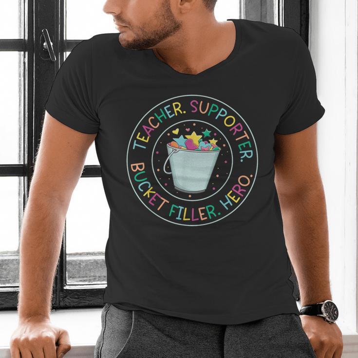 Teacher Supporter Bucket Filler Hero Men's V-Neck T-Shirt, gift for family, gift for coworker