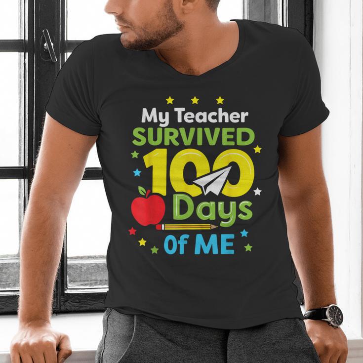 My Teacher Survived 100 Days Of Me Men's V-Neck T-Shirt, gift for family, gift for coworker My Teacher Survived 100 Days Of Me Men's V-Neck T-Shirt, gift for family, gift for coworker