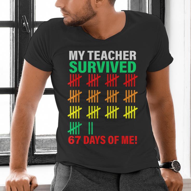 My Teacher Survived 67 Days Of Me School Kids Costume Men's V-Neck T-Shirt, gift for family, gift for coworker