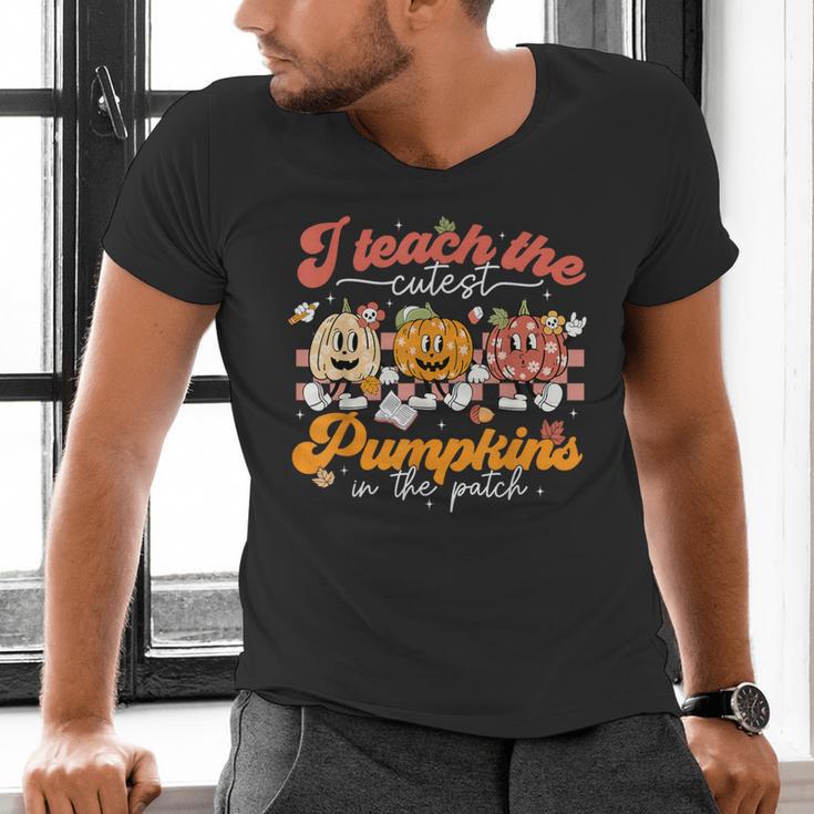 Teacher I Teach The Cutest Pumpkins In The Patch Fall Autumn Men's V-Neck T-Shirt, gift for family, gift for coworker Teacher I Teach The Cutest Pumpkins In The Patch Fall Autumn Men's V-Neck T-Shirt, gift for family, gift for coworker
