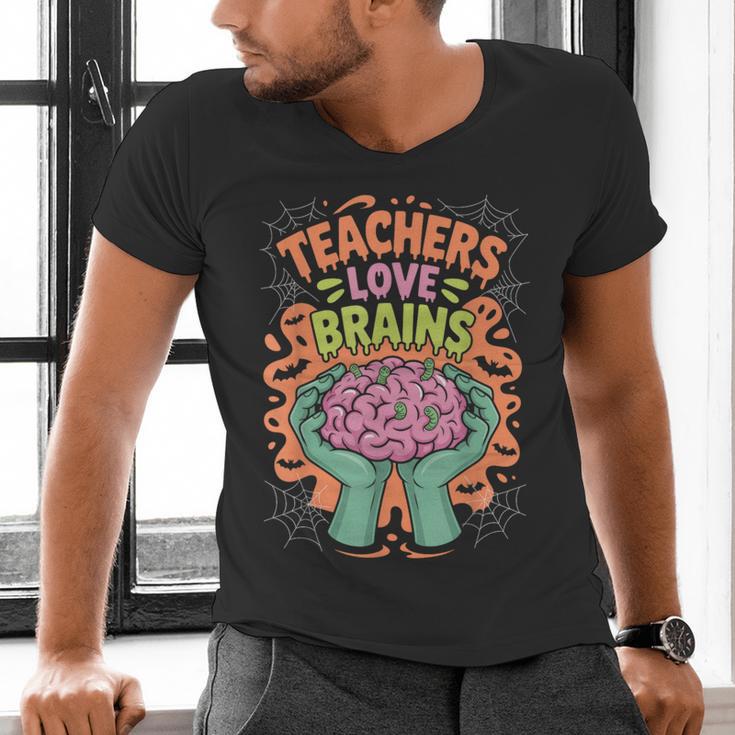 Teacher Teachers Love Brains Halloween Men Women Men's V-Neck T-Shirt, gift for family, gift for coworker Teacher Teachers Love Brains Halloween Men Women Men's V-Neck T-Shirt, gift for family, gift for coworker