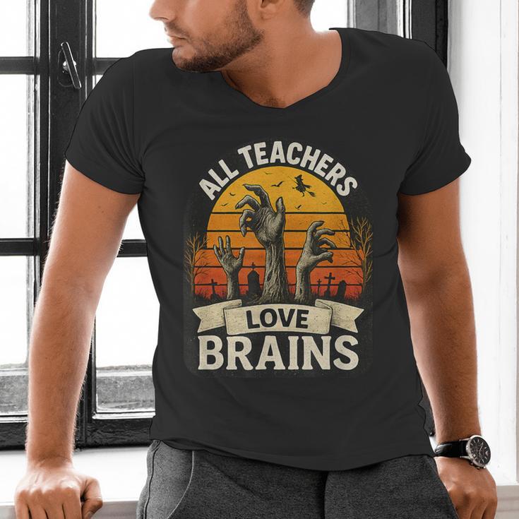 Teacher All Teachers Love Brains Halloween Men's V-Neck T-Shirt, gift for family, gift for coworker Teacher All Teachers Love Brains Halloween Men's V-Neck T-Shirt, gift for family, gift for coworker
