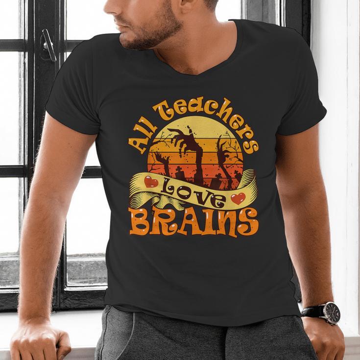 Teacher All Teachers Love Brains Halloween Party Men's V-Neck T-Shirt, gift for family, gift for coworker Teacher All Teachers Love Brains Halloween Party Men's V-Neck T-Shirt, gift for family, gift for coworker